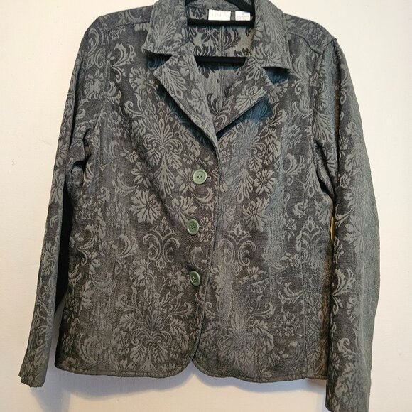Erika Jackets & Blazers - Vintage Erika Baroque Damask Pattern Green 3 Button Blazer Jacket Size Medium